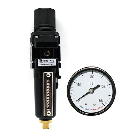 Interstate Pneumatics 1/4 Inch Standard Metal Bowl Filter/Regulator Combo WB1340T